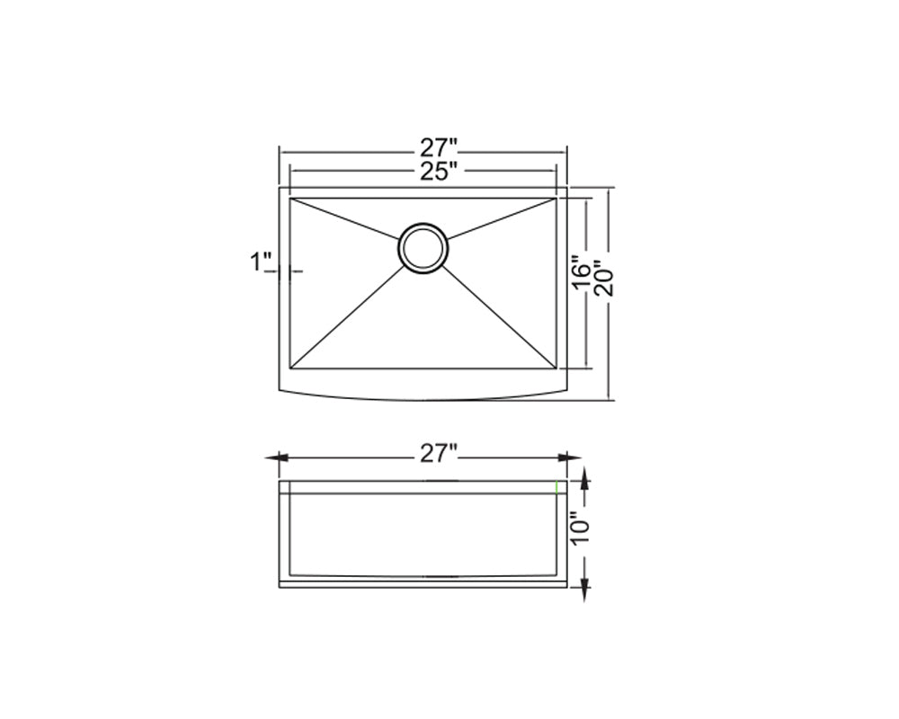 KSF272010S - Farm Apron SS Sink 27"