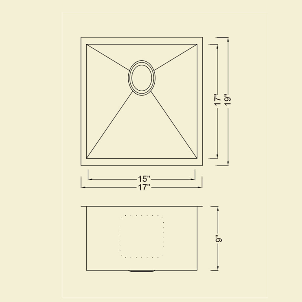 KSH17199S - 17" Zero Radius Bar Sink