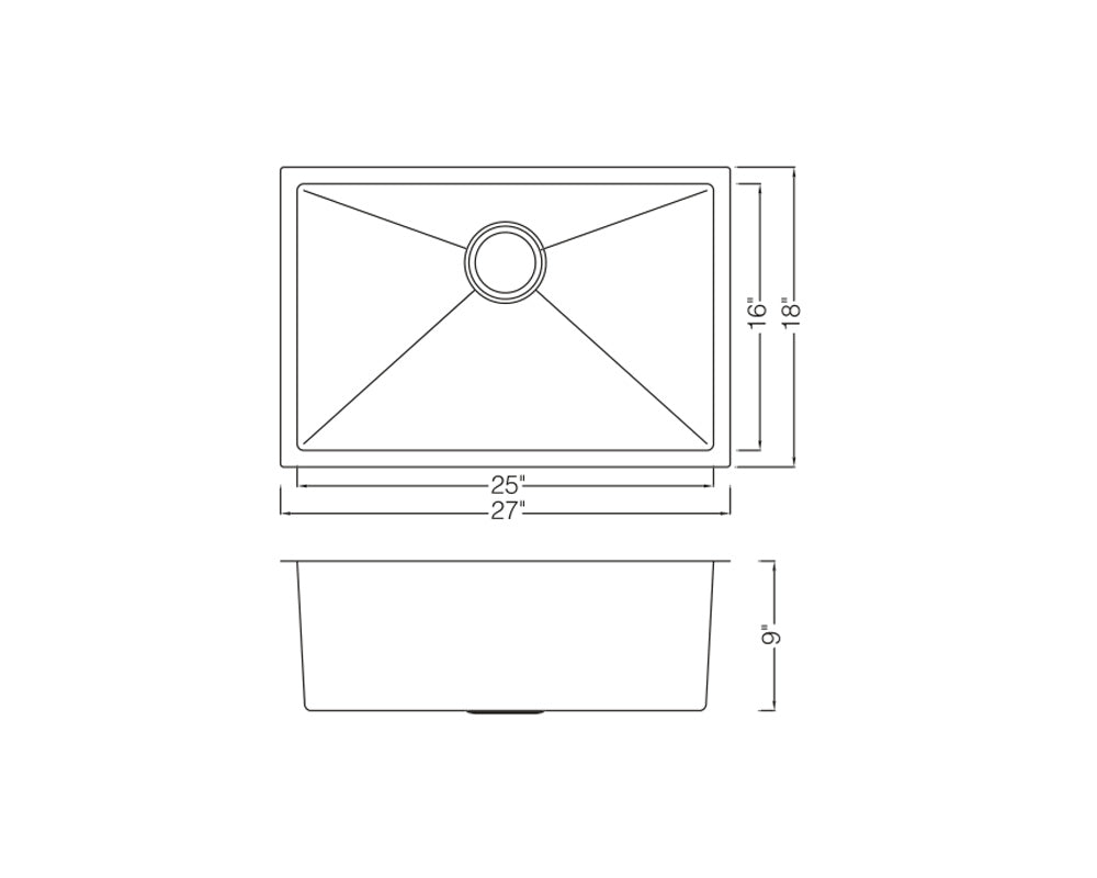 KSH27189L - 27" Finger Radius Sink