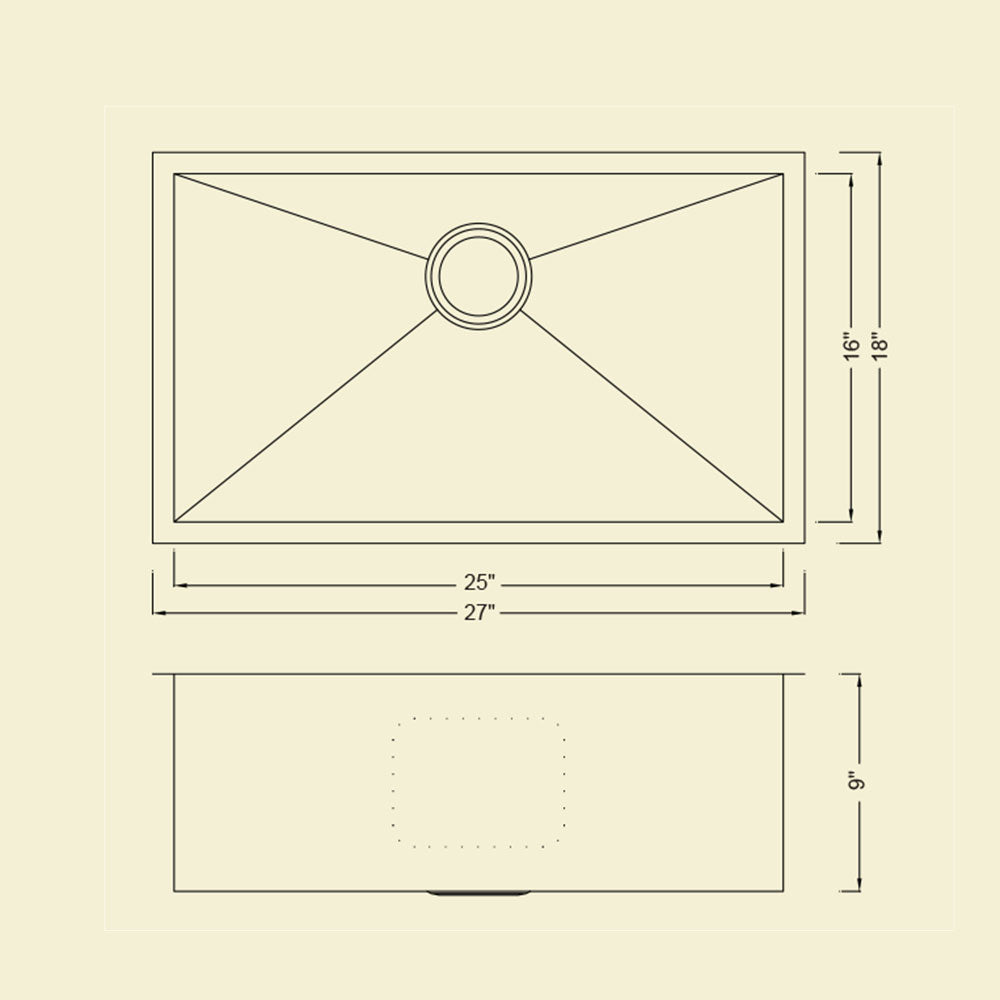 KSH27189S - 26.5" Zero Radius Sink