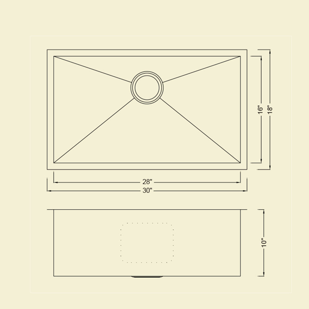 KSH301810S - 30" Zero Radius Sink