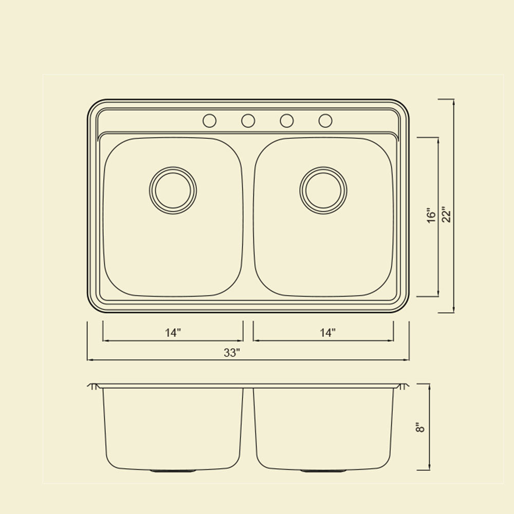 KST332266-4  Top mount S.S. Sink