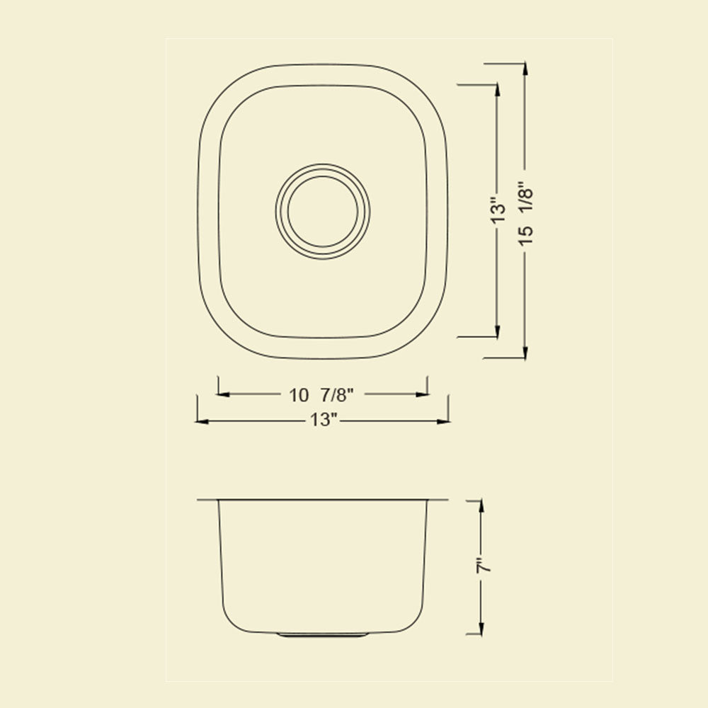 KSU15137 - Stainless Steel Bar Sink : 15x13