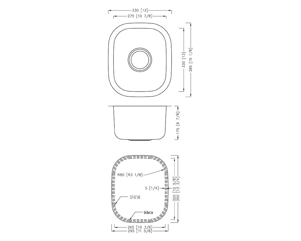 KSU15137 - Stainless Steel Bar Sink : 15x13