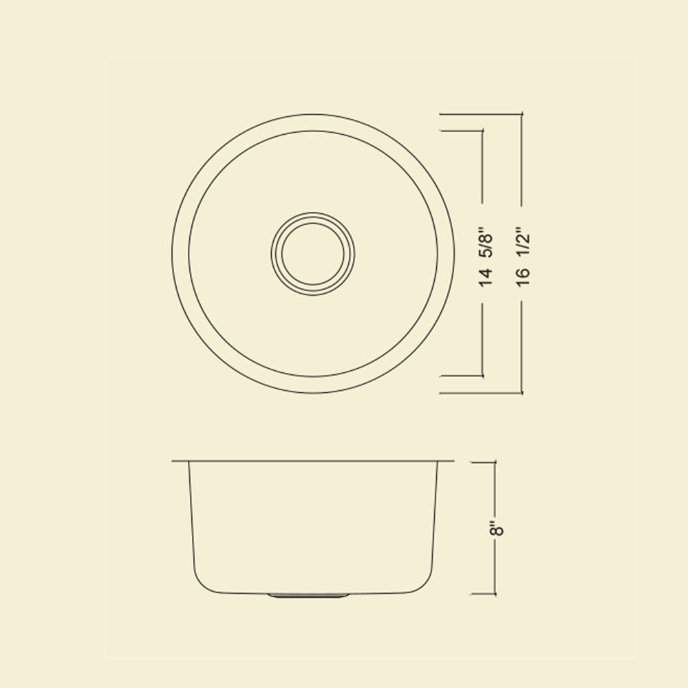 KSU1616R - Round Bar Sink