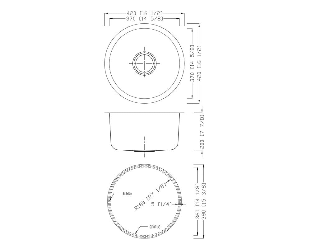 KSU1616R - Round Bar Sink