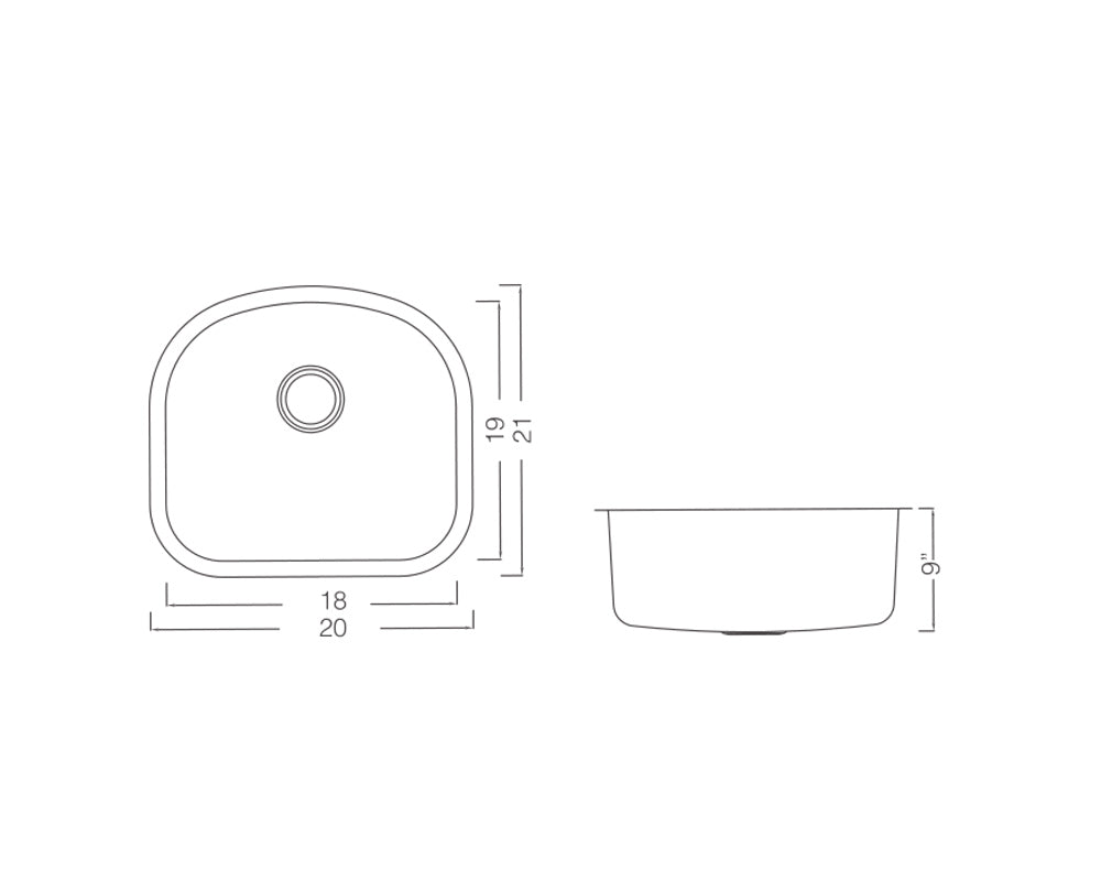 KSU20219 - 20" Stainless Steel Sink