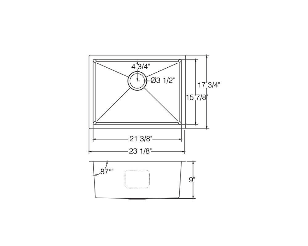 KSU23189L - 23" Small Radius Sink