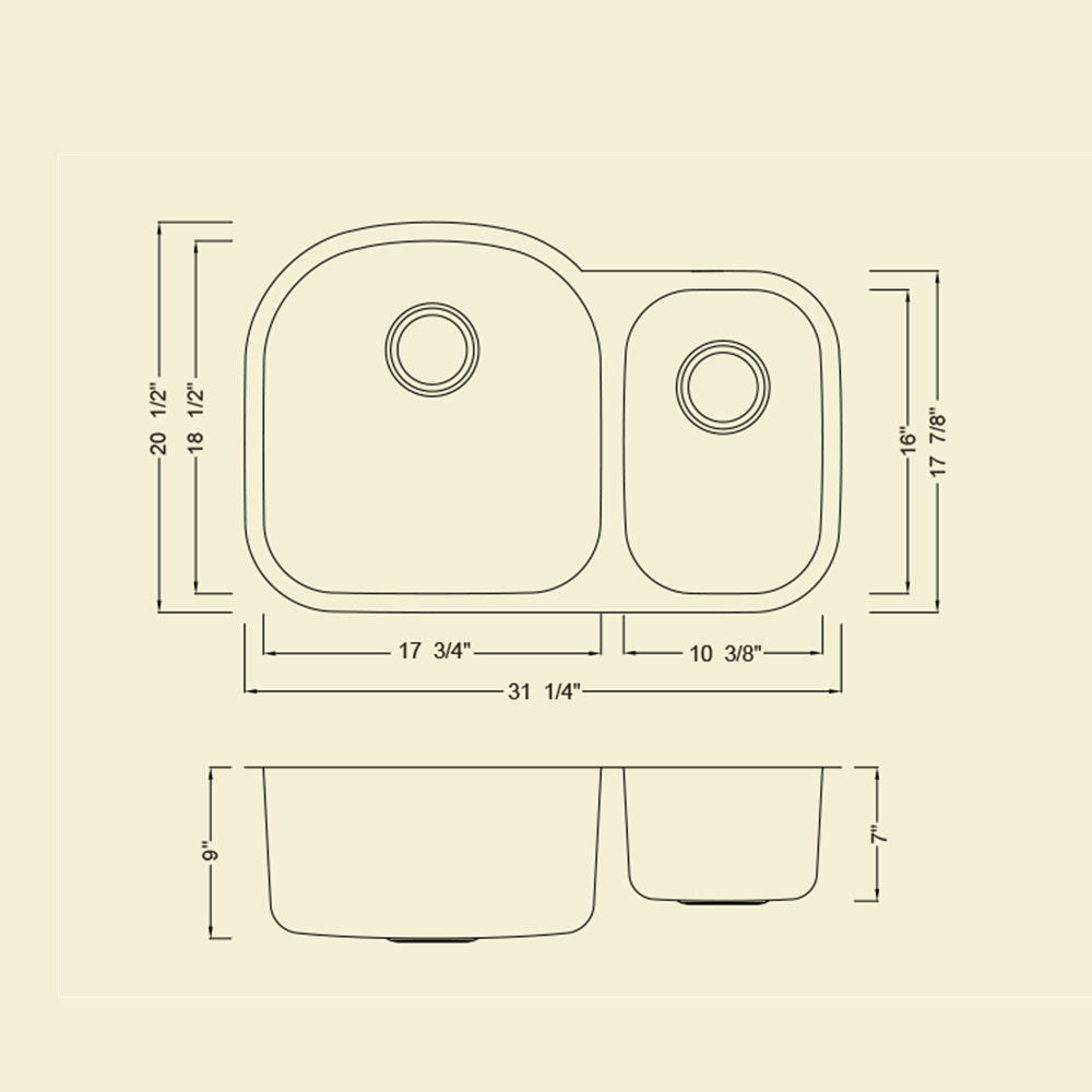 KSU322197T - Premium S.S. Sink : 70/30