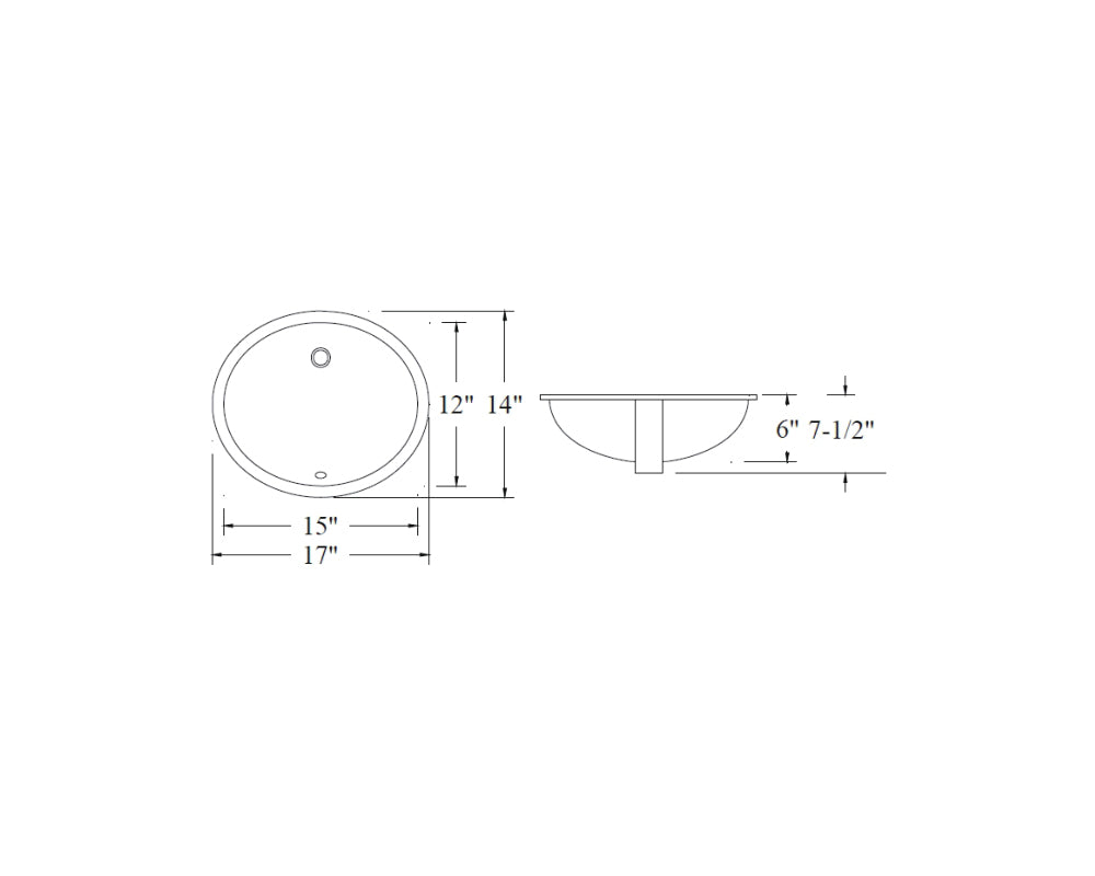 LVU1512B - Oval Vanity Sink - Bisc 15x12