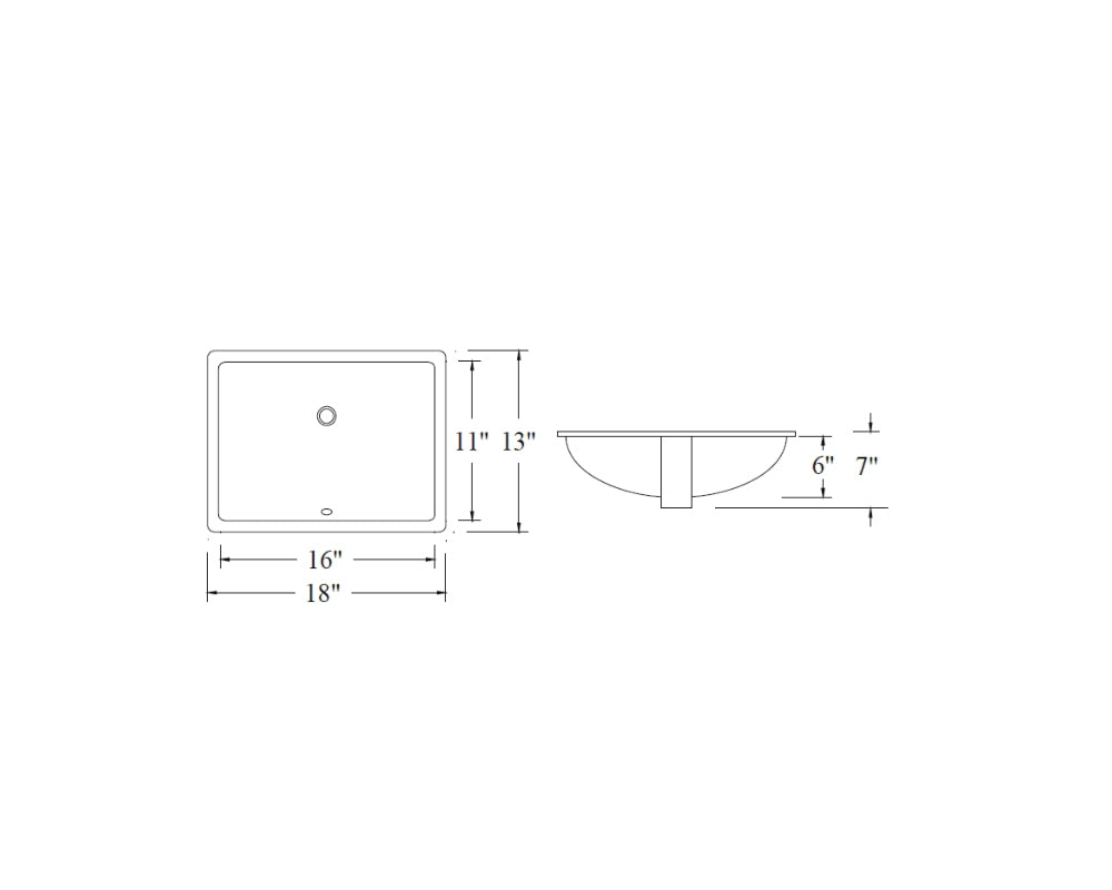 LVU1611W - Rectangular Ceramic Sink-White