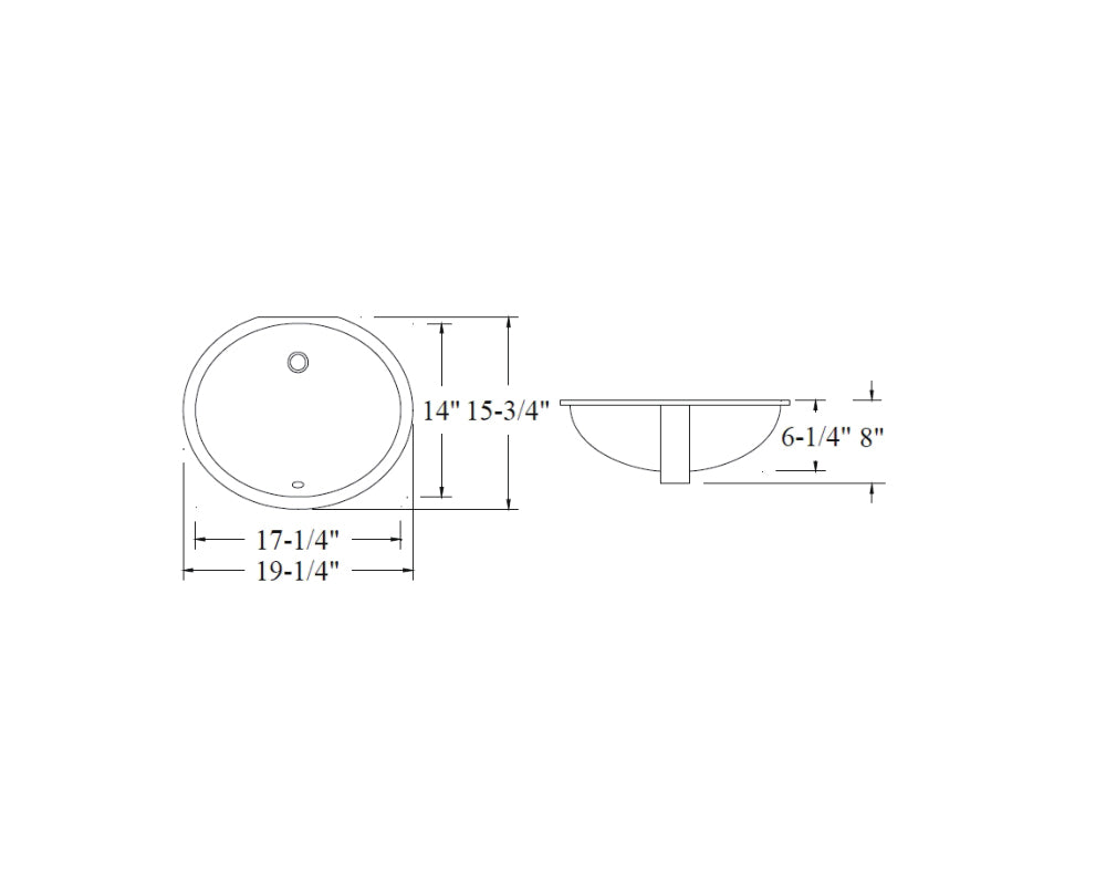 LVU1714B - Oval Vanity Sink - Bisc