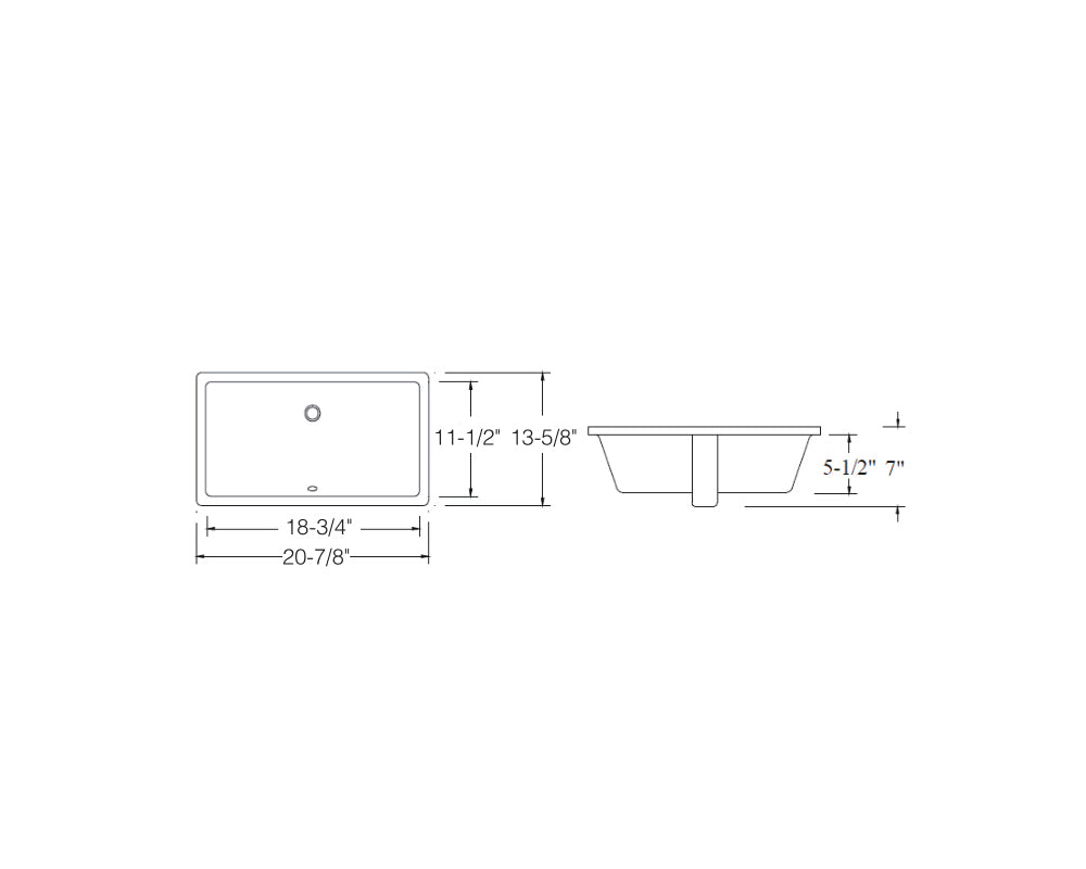 LVU1811W - Rectangular Ceramic Sink-White